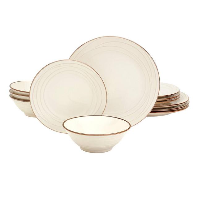 18pc Porcelain Elle Dinnerware Set White - Elama