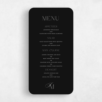 Black Rounded Wedding Menu - Galiena