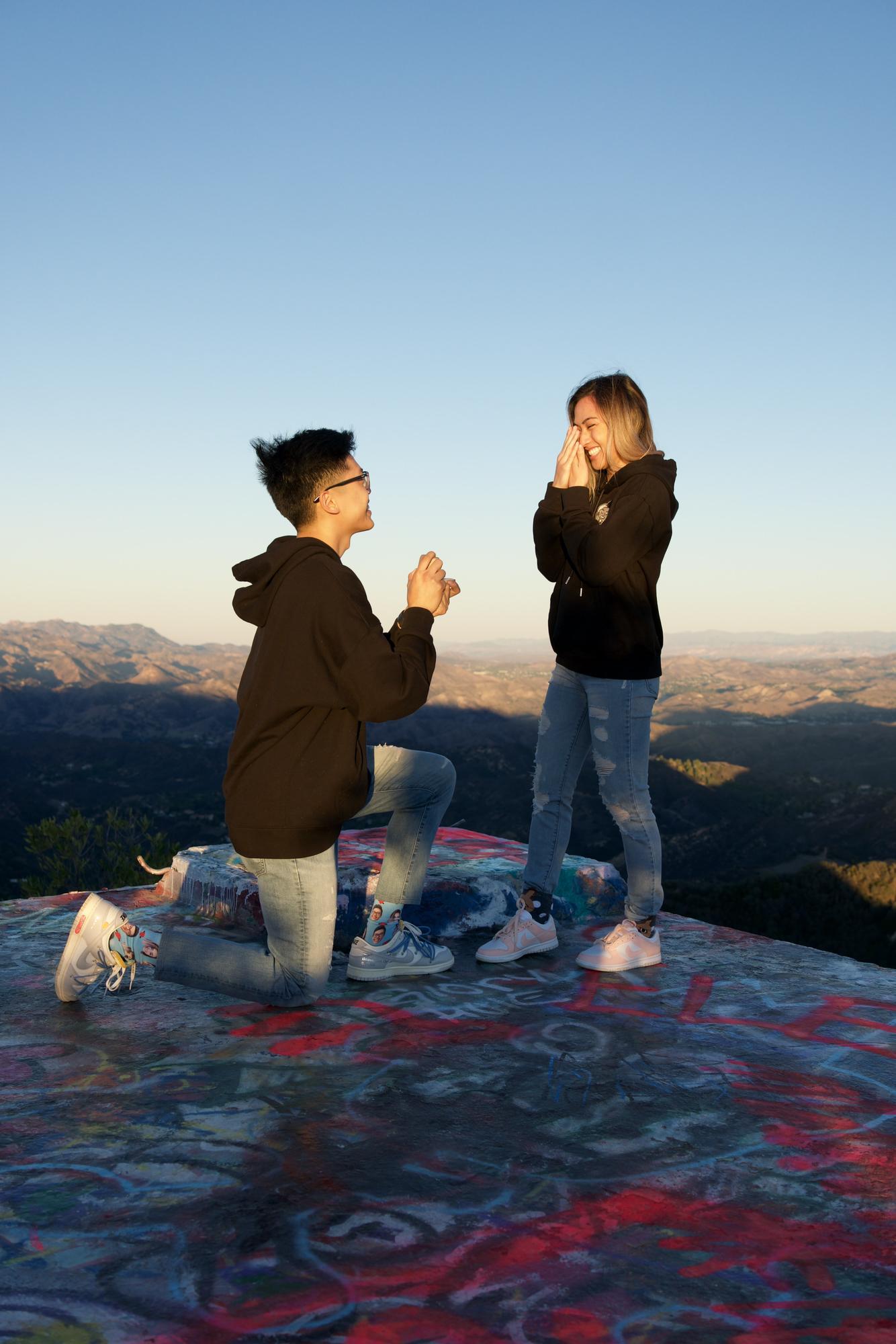 Dan proposed to Helen on 11/13/21 at the Topanga Lookout in Malibu!