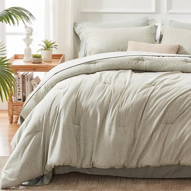 UNILIBRA Bed in a Bag King 7 Pieces - Sage Green King Comforter Set Soft for All Seasons - Cationic Dyeing Bedding Comforter Sets with Comforter, Flat Sheet, Fitted Sheet, Pillowcases & Shams