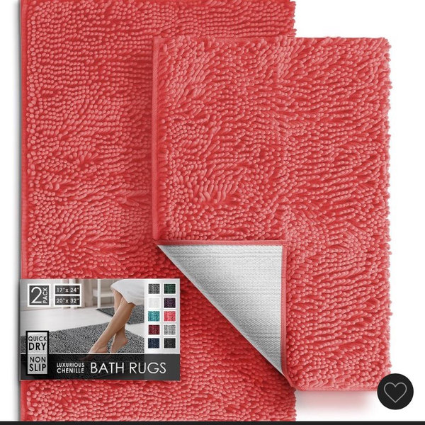 Hearth & Harbor Bathroom Rugs, Machine Washable Chenille Bath Mat for Bathroom