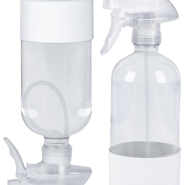TERESRY 2 Pack 360° Glass Spray Bottles with Silicone Sleeve, 16 oz Empty Refillable Containers with Adjustable Spray Nozzles, Spray Bottles for Hair, Cleaning Solutions and Plants White