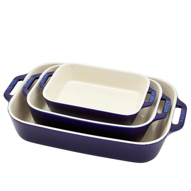 Staub Ceramics 3-pc Rectangular Baking Dish Set - Dark Blue