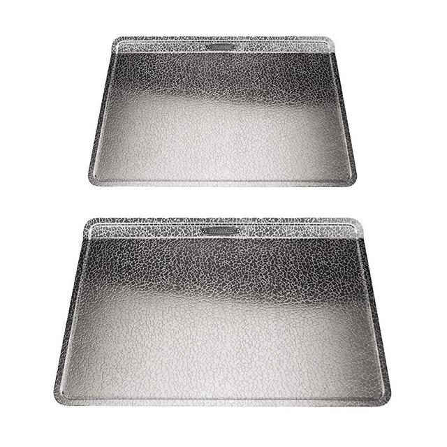 Doughmakers Premium Quality Bakeware Set of 2 Baking Sheets, 10 x 14-Inch Biscuit and 14 x 17.5-Inch Cookie, Silver