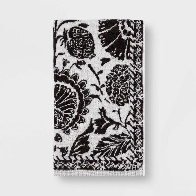 Floral Framed Hand Towel Dark Gray - Threshold™