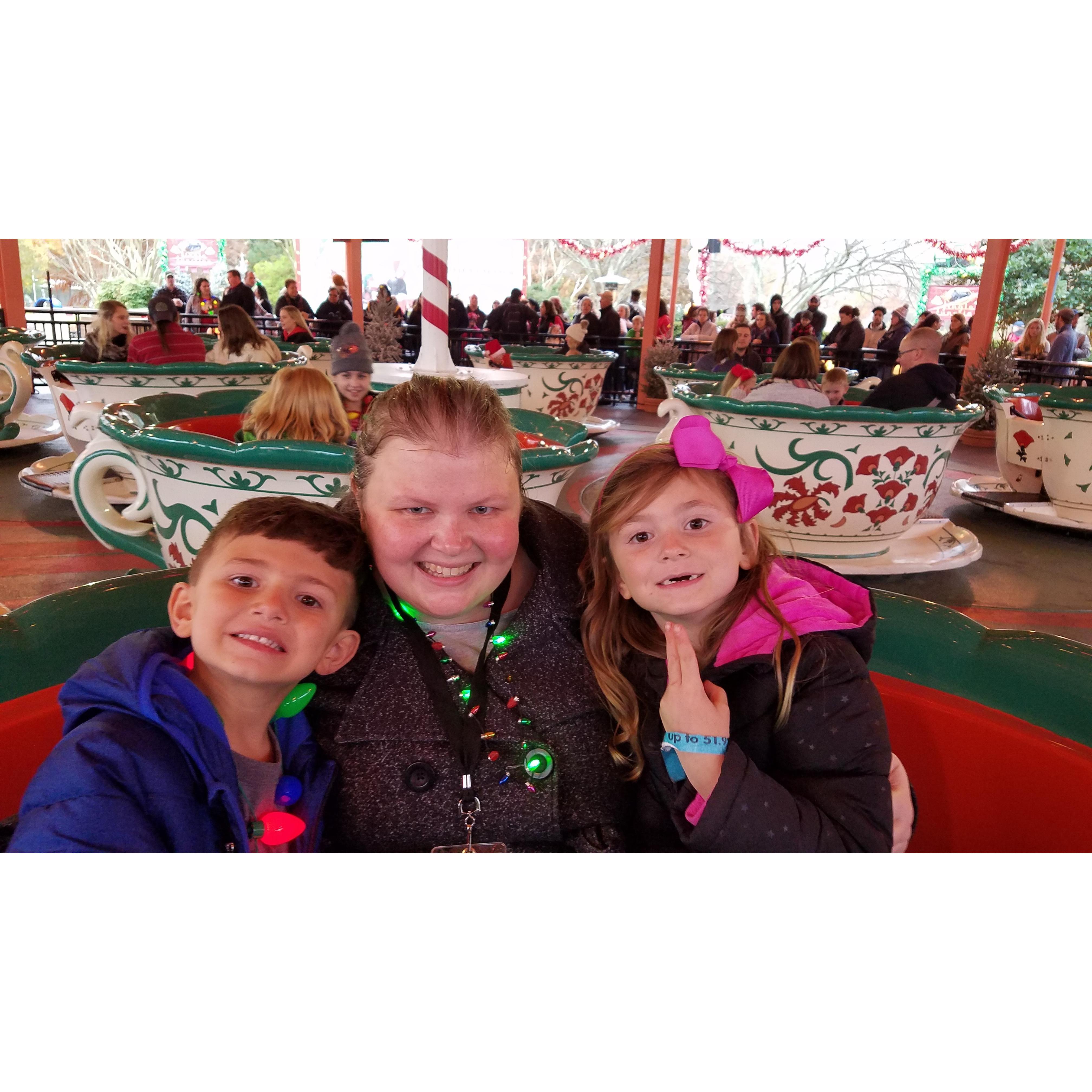 OH BAD HAIR DAY! 
Michelle with her niece, Reagan, and nephew, Corwin, at Busch Gardens.