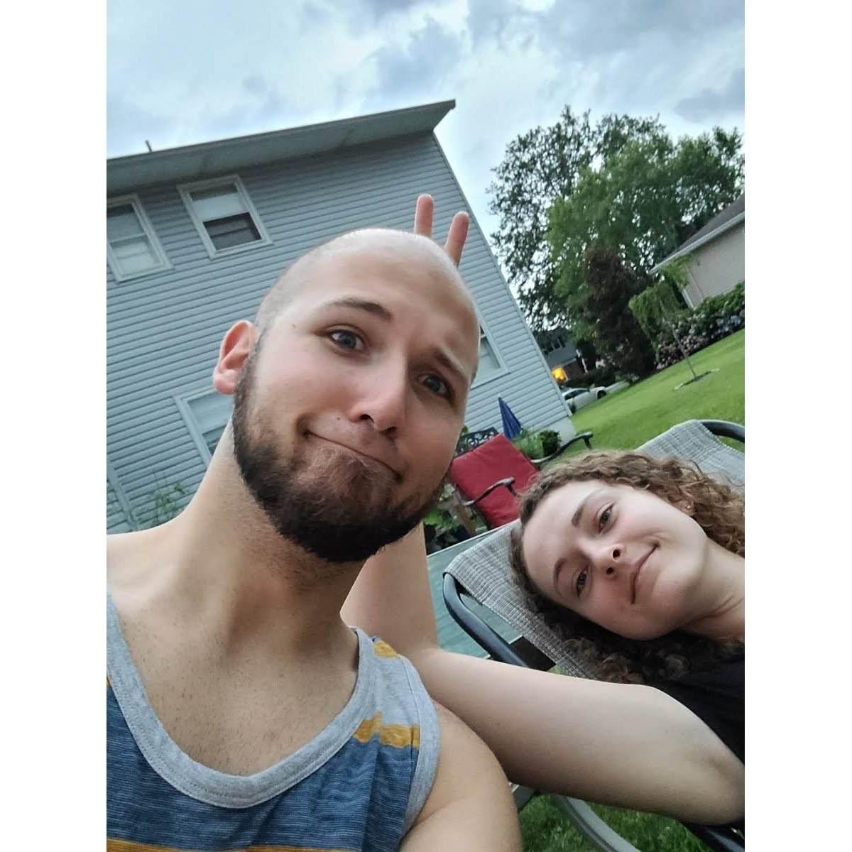 A silly selfie in Jake's dad's back yard