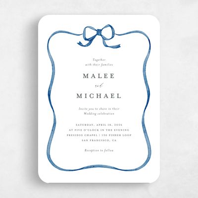 Blue Rounded Wedding Invitation - Perkins Portrait