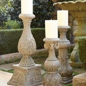 36" GG COLLECTION Indoor / Outdoor Cast Stone Candleholder