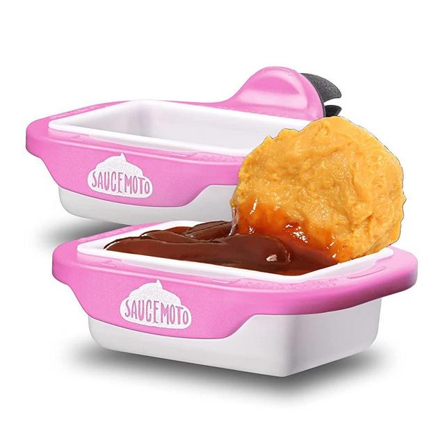 Saucemoto Dip Clip | An in-car sauce holder for ketchup and dipping sauces. As seen on Shark Tank (2 Pack, Barbie-Q-Pink)