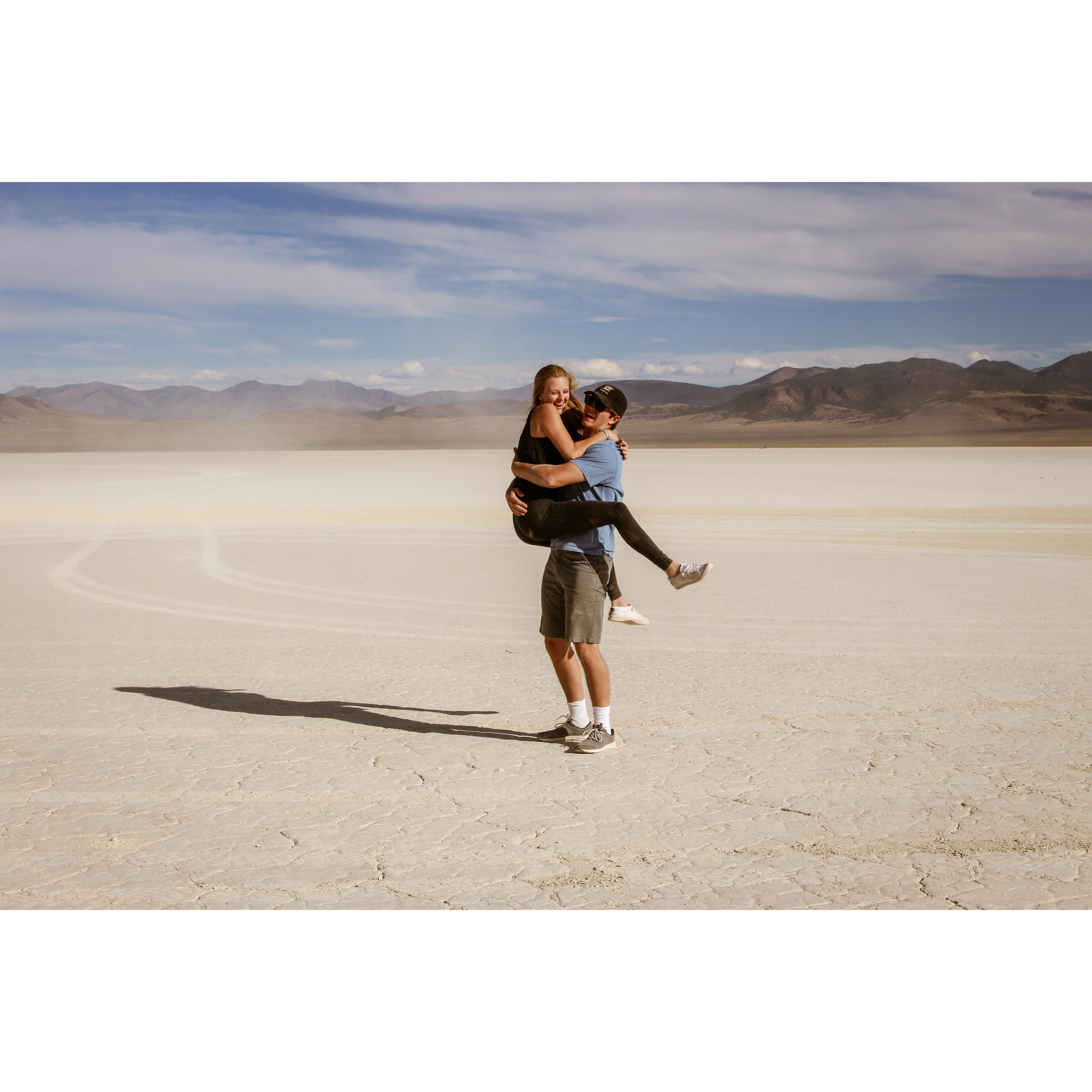 This was taken on the salt flats in Nevada, at Alli and Levi's Bach party.