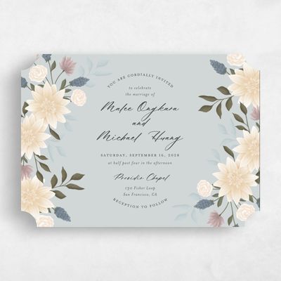 Blue Ticket Wedding Invitation - Simeri Landscape