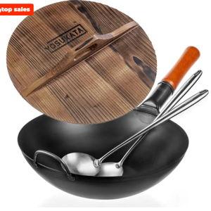 YOSUKATA – Black Carbon Steel Wok 13.5-inch Wok