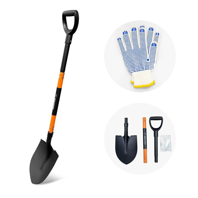 FARMHOLYCOWKING Shovel, Shovels for Digging, 47 Inch Detachable D-Handle with Anti-Slip Design, Heavy Duty Shovels for Gardening Digging
