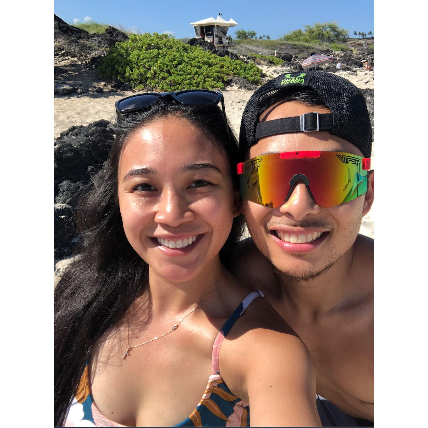 June 2022: Beach day at Kua Bay.