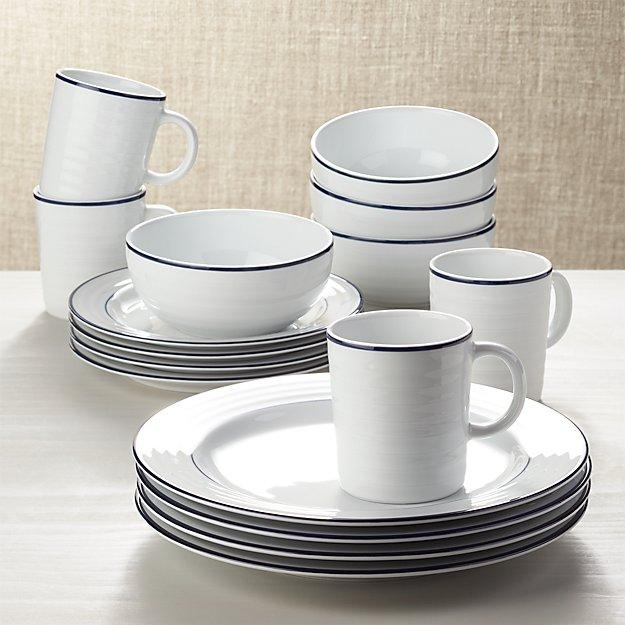 Roulette Blue Band 16-Piece Dinnerware Set