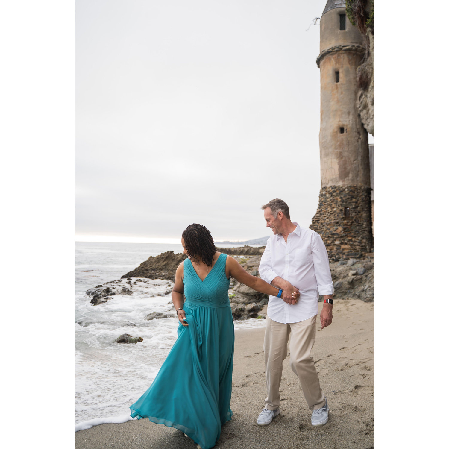 Engagement photos. Laguna Beach July 14, 2025: The waves almost got me!