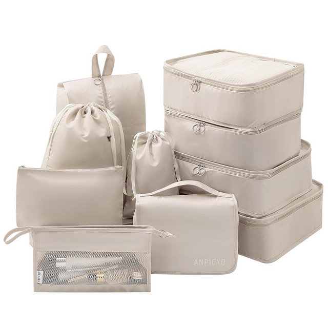 Travel Packing Cube Luggage Organizer - Travel Essential Accessory for Suitcase Lightweight Durable Toiletry Cosmetic Laundry Shoe Compression Carry on Storage Large Bag 10 set