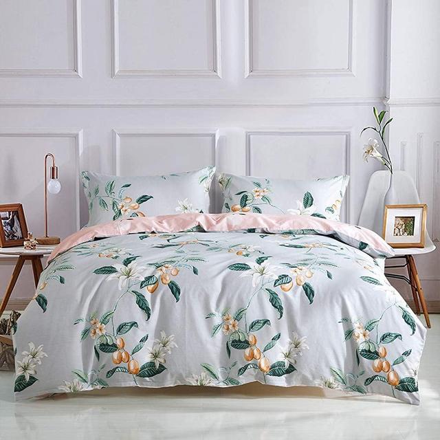 OAITE Duvet Cover Set, 100% Cotton Duvet Cover, Ultra Soft and Easy Care, Bedding Twin Queen King Size Set, 3-Piece Duvet Cover Set Includes 2 Pillow Shams