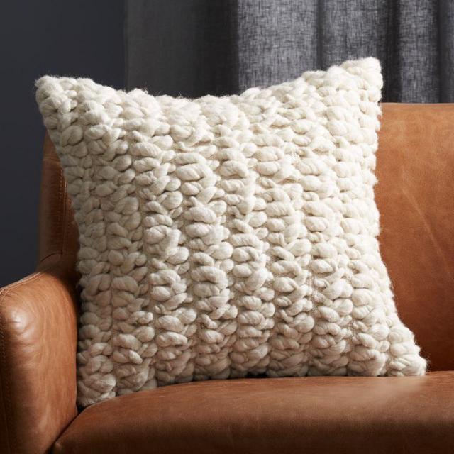 20" Tillie Wool Ivory Pillow with Feather-Down Insert