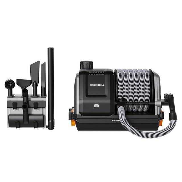 Giraffe Tools Wall-Mounted Vacuum Cleaner with 30 FT Retractable Hose, Wet Dry Vacuum Cleaner with 6 Nozzles for Car Detailing Remote Control, Grey