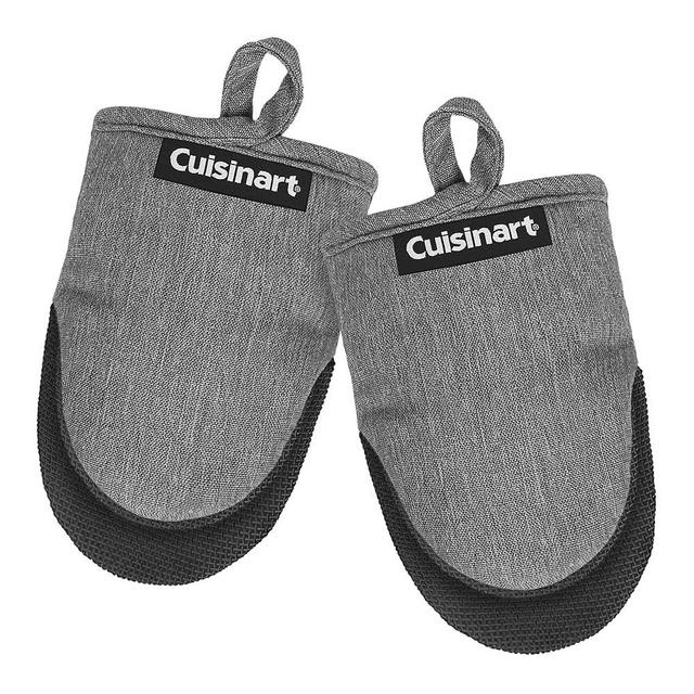Cuisinart Mini Oven Mitts – 5.5” x 7” Heat-Resistant Kitchen Mitts for Oven with Non-Slip Neoprene Palm, Cotton Filling, and Fabric Loop – Durable Oven Mitt Set for Cooking & Baking (Chambray)