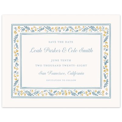 Blue Bordered Wedding Digital Save the Date - Pervenche Landscape