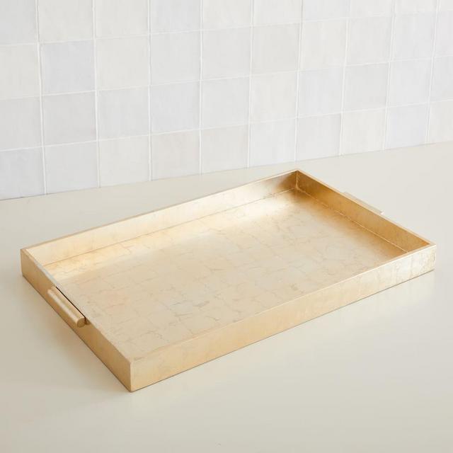 Barrel Handle Trays Rectangle Tray, Champagne, MDF Composite, 18"x28"
