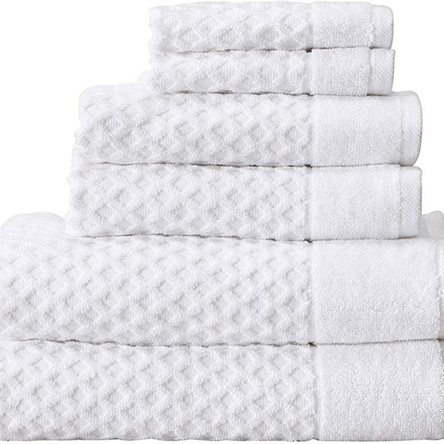 Simpli-Magic 79446 Diamond Bath Towels Set, 6 Piece Set, 2 Bath Towels, 2 Hand Towels, 2 Washcloths, White
