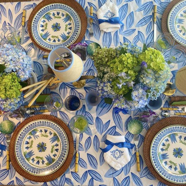 Blue Leaf Tablecloth