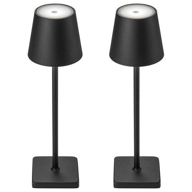 kelary 2 Pack Cordless Table Lamp Rechargeable LED Desk Lamp 5200mAh Aluminum Shell Battery Lamps Stepless Dimmable Portable Table Lights for Dinner/Restaurant/Outdoor IP54 Waterproof Black