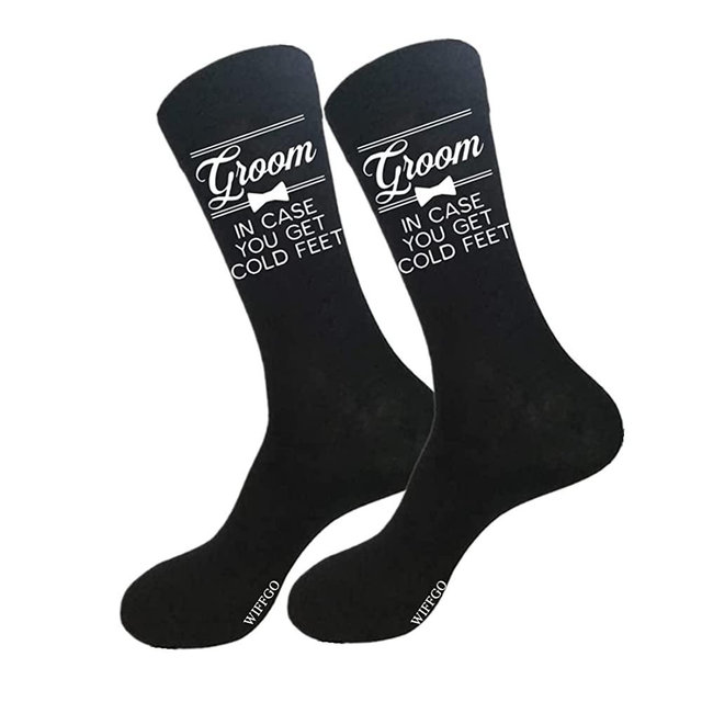 WIFFGO Groomsman Gifts For Men Wedding Gifts Novelty Socks Funny Proposal Gifts Groom Bestman 100% Cotton Crew Socks