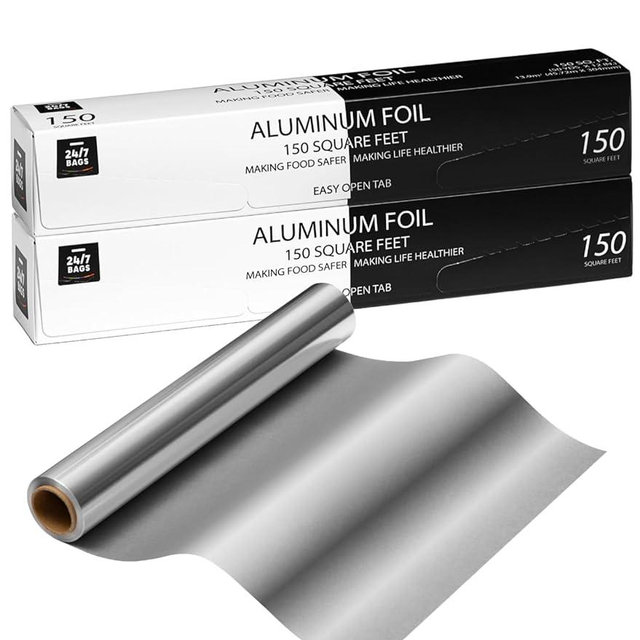 300 Sq Feet, Standard Aluminum Foil, High Heat Resistance, Home & Commercial Use / 12" x 150' (2 Pack)