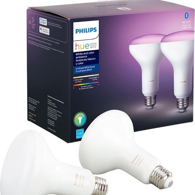 Philips - Hue White & Color Ambiance BR30 Bluetooth Smart LED Bulb (2-Pack) - Multicolor