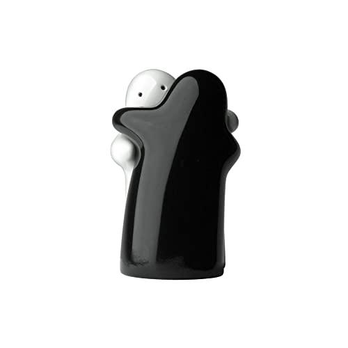Salt and Pepper Shakers Cute Decorative Novelty. Hugging Shakers Couple Set. Black & White, Modern and Vintage Hug Design - Easy to Refill & Dispense (Seasoning & Spice) - Perfect for Gift, Halloween
