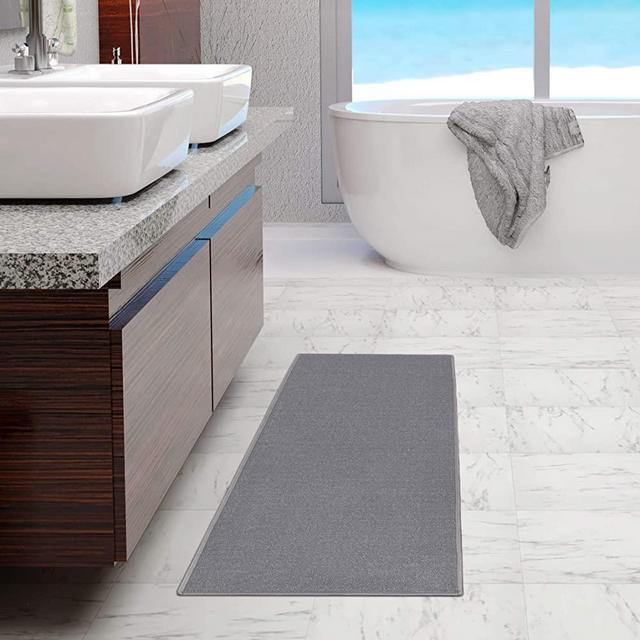Ottomanson Ottohome Collection Solid Design Runner Rug, 20" X 59", Grey Solid