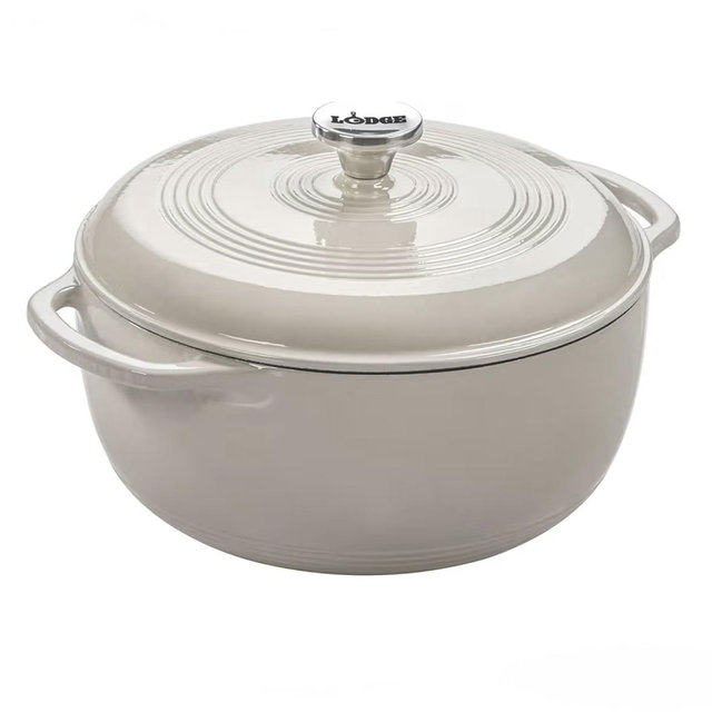 Lodge Essential Enamel Cast Iron Dutch Oven - 6 Quarts - Oyster White