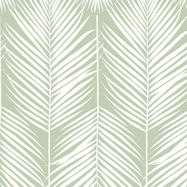 NextWall Palm Silhouette Coastal Peel and Stick Wallpaper (Pastel Green)