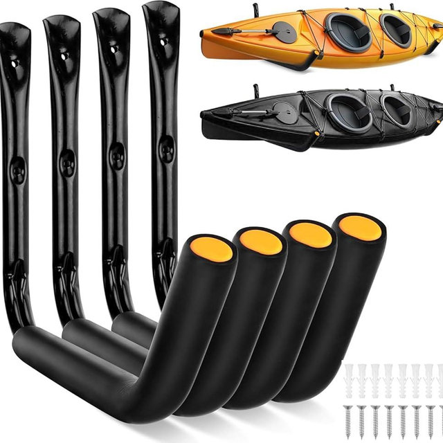 SEDY 4-Piece 15" 100 Lbs Heavy Duty Garage Storage Hooks, Kayak Storage Rack Garage Hooks Jumbo Arm Kayak Wall Mount for Hanging Surfboard Snowboard Paddle Board Ladders Bikes