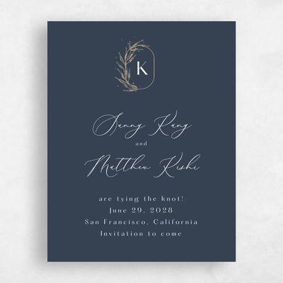 Grayed Navy, Blue Wedding Save the Date - Eyota Portrait