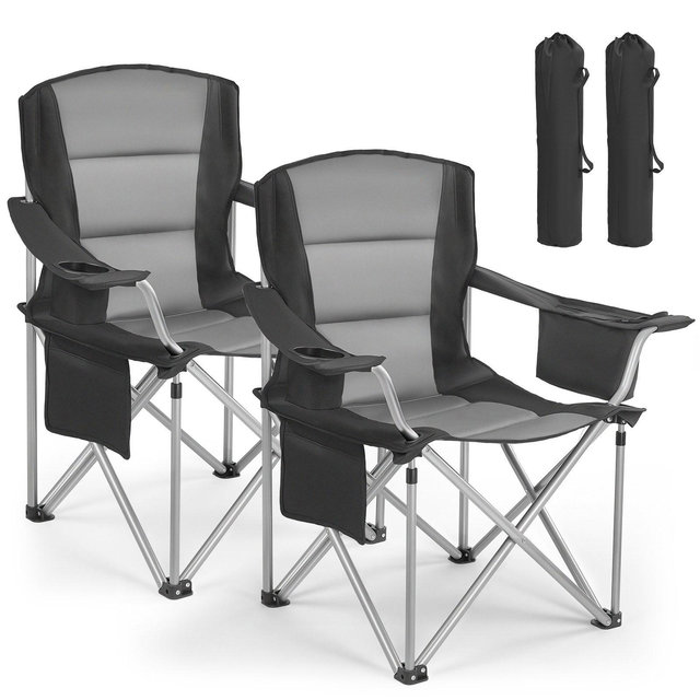 Oversized Camping Chairs 2 Pack, 450 lbs Heavy Duty Folding Camp Chairs with Cooler Bag & Carry Bags
