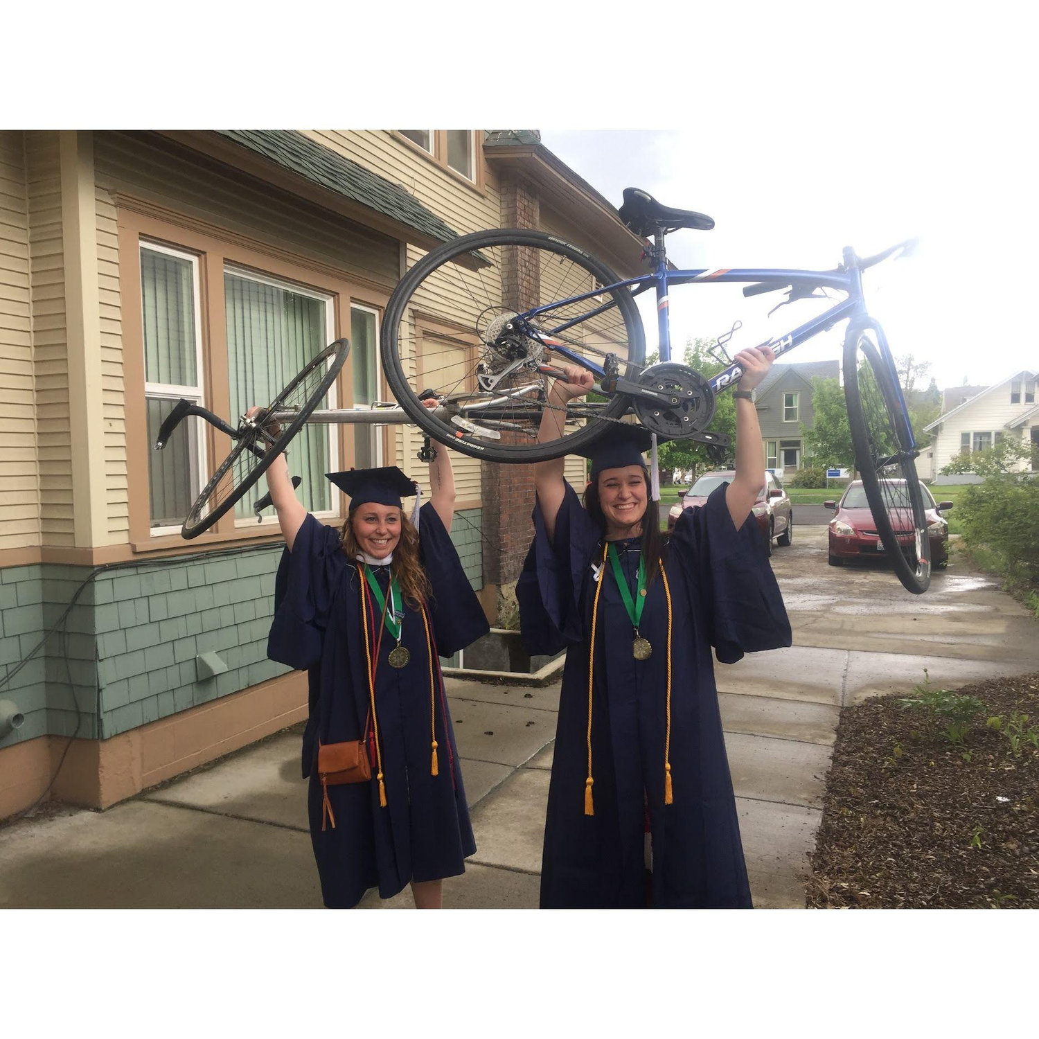 We lived together senior year and biked all over Spokane, including to graduation.