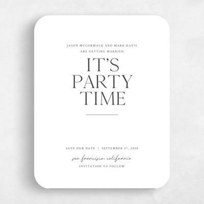 White Rounded Wedding Save the Date - Celeste Portrait