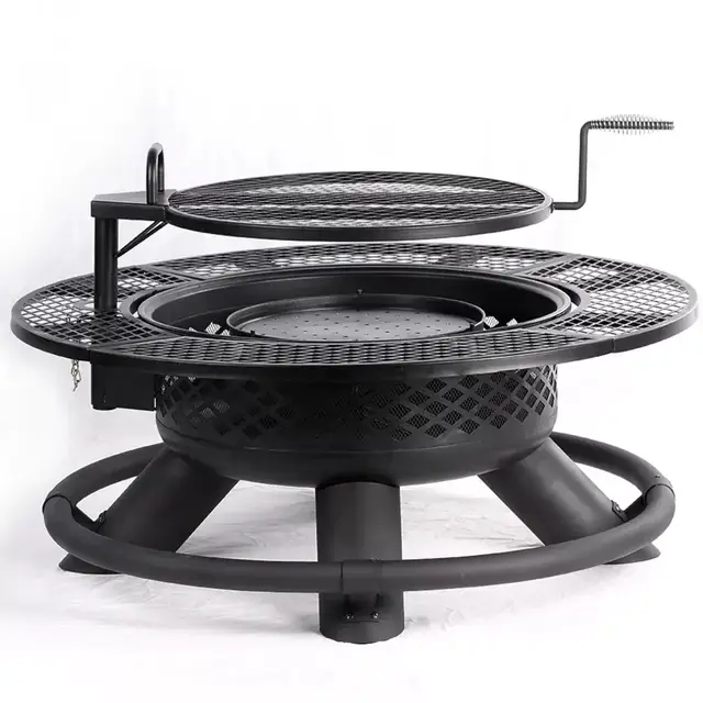 Big Horn 47.24-in W Black Steel Wood-Burning Fire Pit