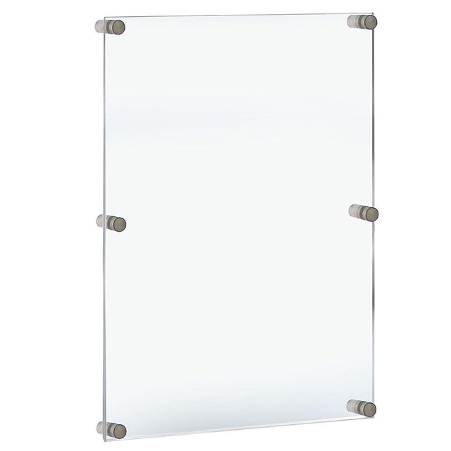 Azar Displays, 105540, Floating Acrylic Wall Frame with Silver Hardware Stand Off Caps, Clear Hanging Photo Frame Display Mount with Frameless Border, Glass-Like Frame for Large Prints, 30" x 40"
