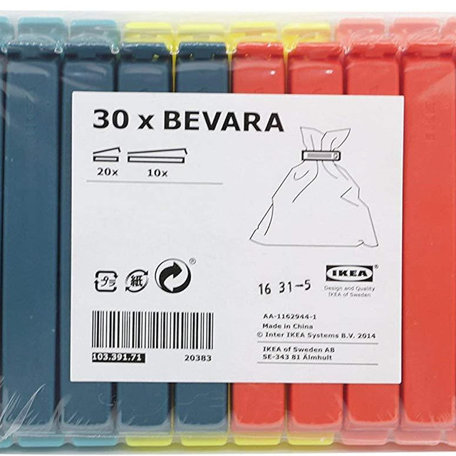 Ikea 103.391.71 Bevara Sealing clip, assorted colors, assorted sizes, 30-pack (Color)