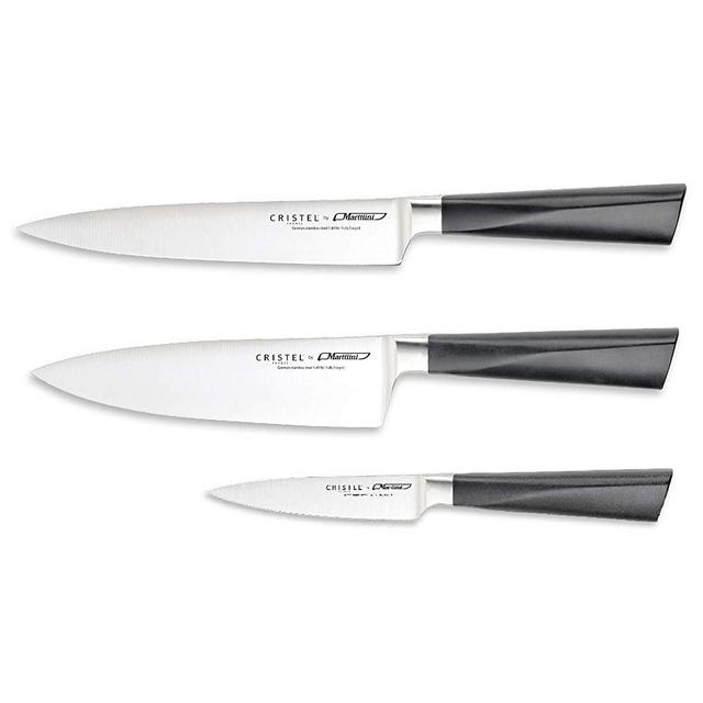CRISTEL, 1.4116 grade stainless Steel Set of 3 Knives includes: Utility Knife 7", Chef's Knife 6 1/2", Paring Knife 3 1/2", Perfectly balanced, Cristel X Marttiini.