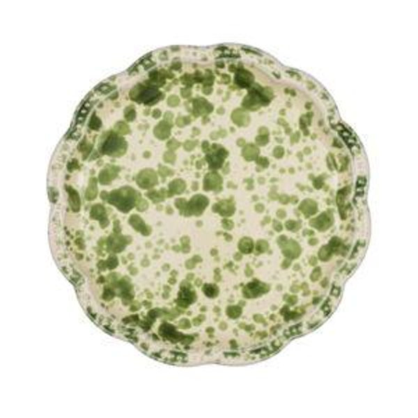 Speckled Dessert Plate in Green and White