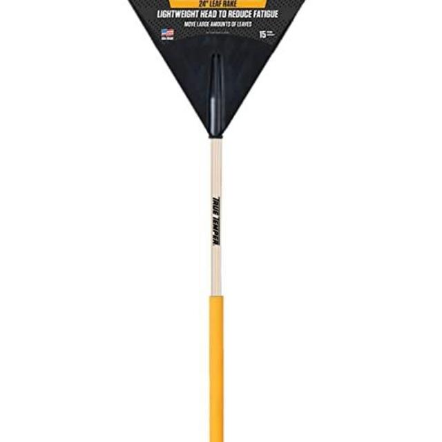 True Temper 2914912 Clog Free Poly Leaf Rake with 48 in. Hardwood Handle with Cushion Grip, 24 Inch, Brown