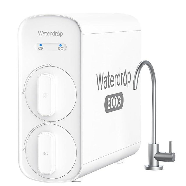 Waterdrop G5P500 Reverse Osmosis Water Filter, NSF/ANSI 58 & 372 Certified, 7 Stage Reverse Osmosis System, 500G RO Water Filtration System, 2:1 Pure to Drain, Reduces TDS PFAS, BPA Free